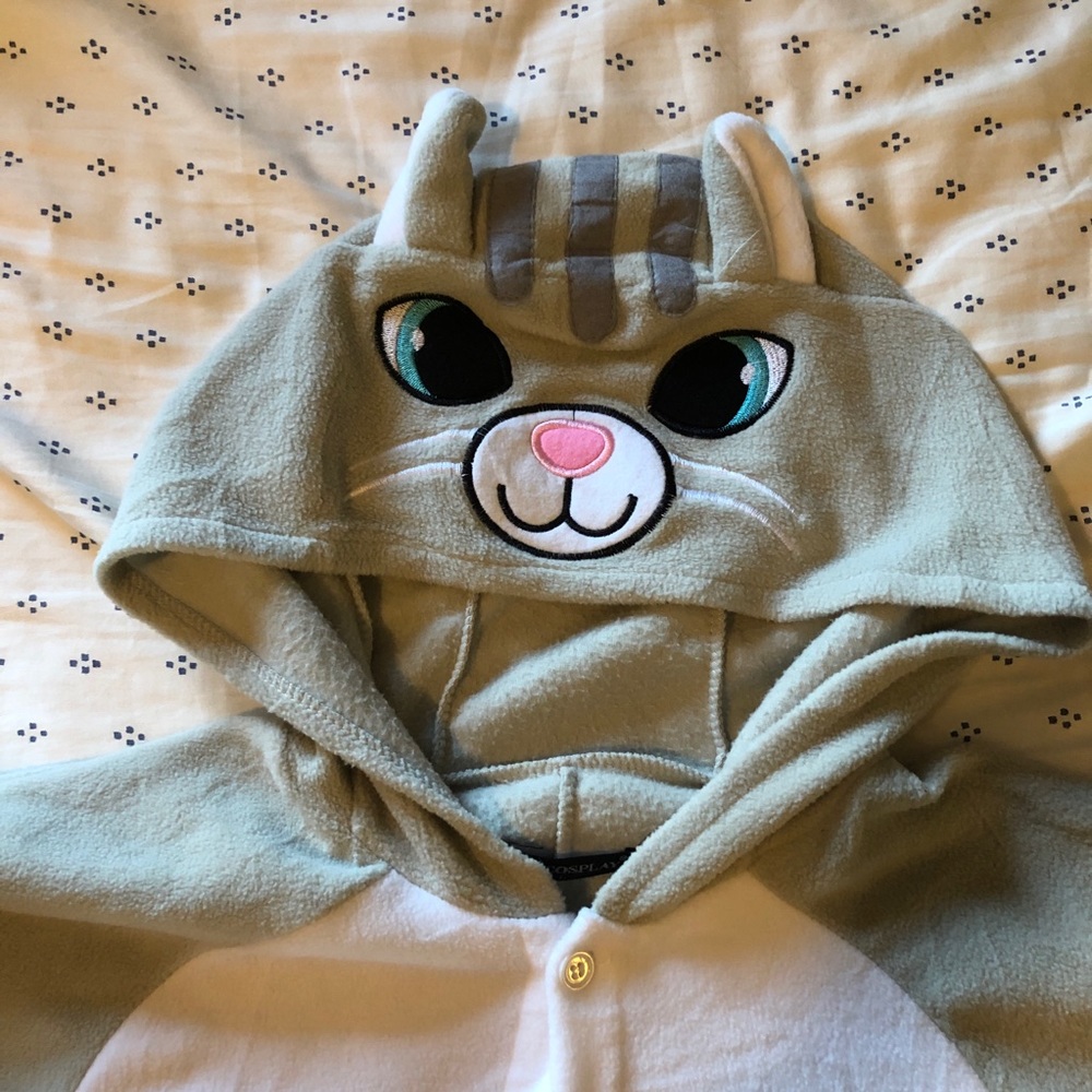Adult Gray cat onesie